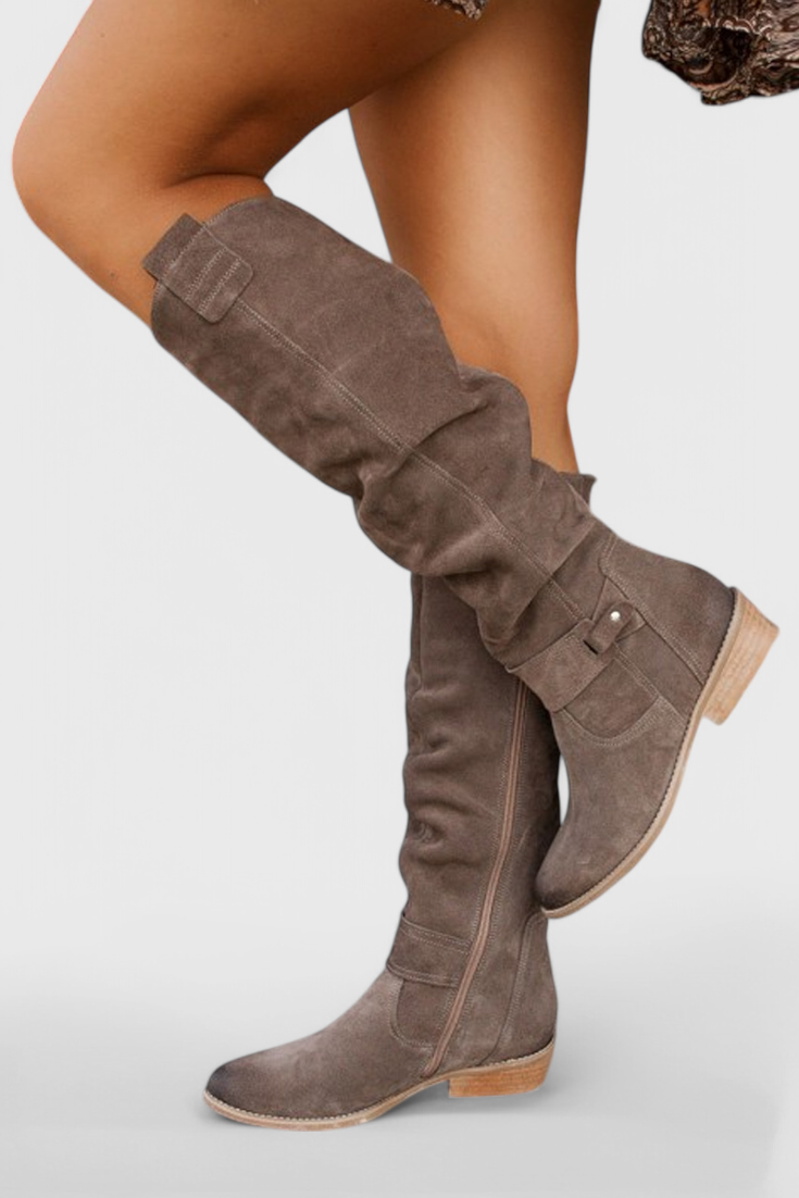 Celine | Women's Retro High Boots, Cushioned Heeled Boots for Casual and Evening Wear