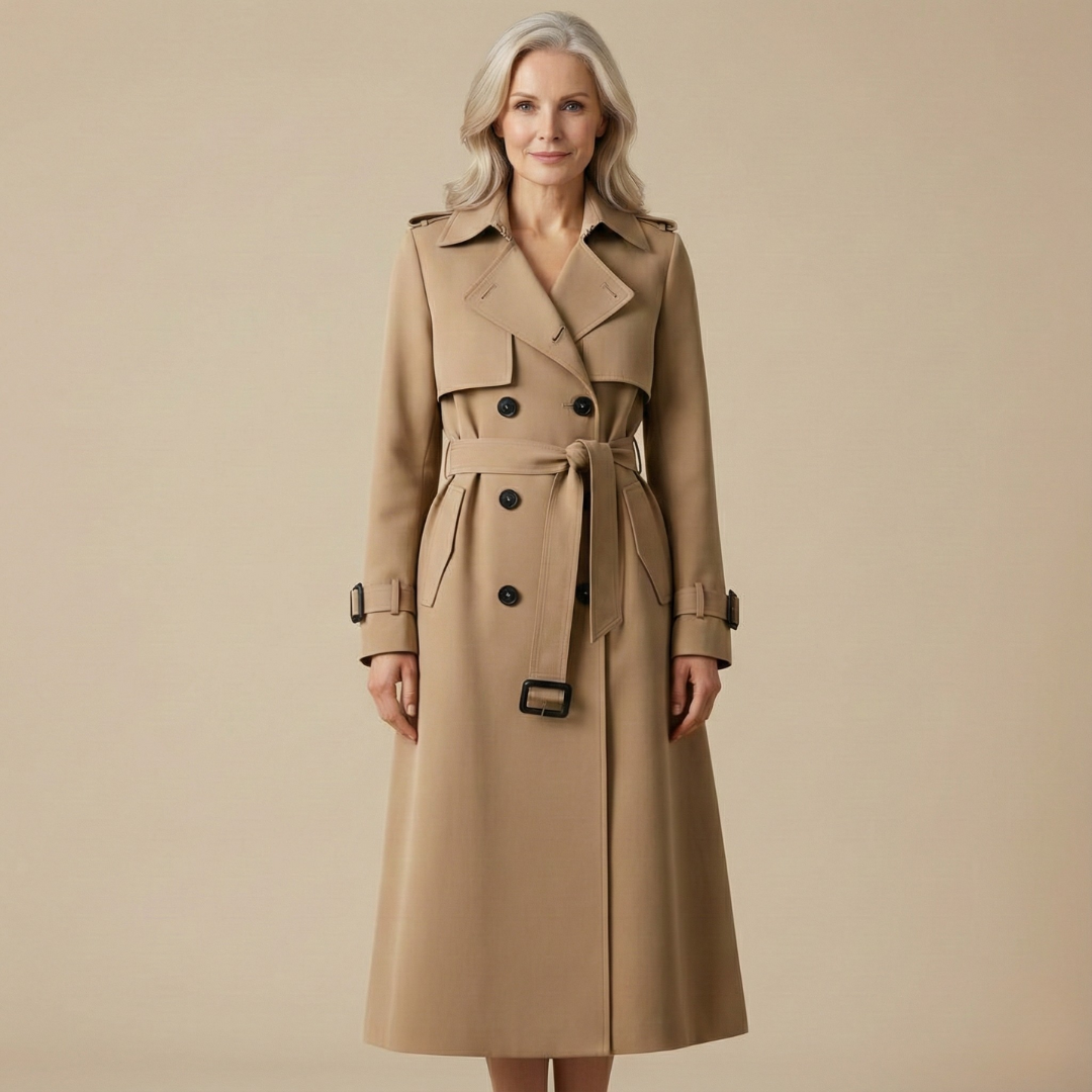 Bianca | Women's Belted Trench Coat, Warm Lined Coat with Sleek Buttons for Cold Days