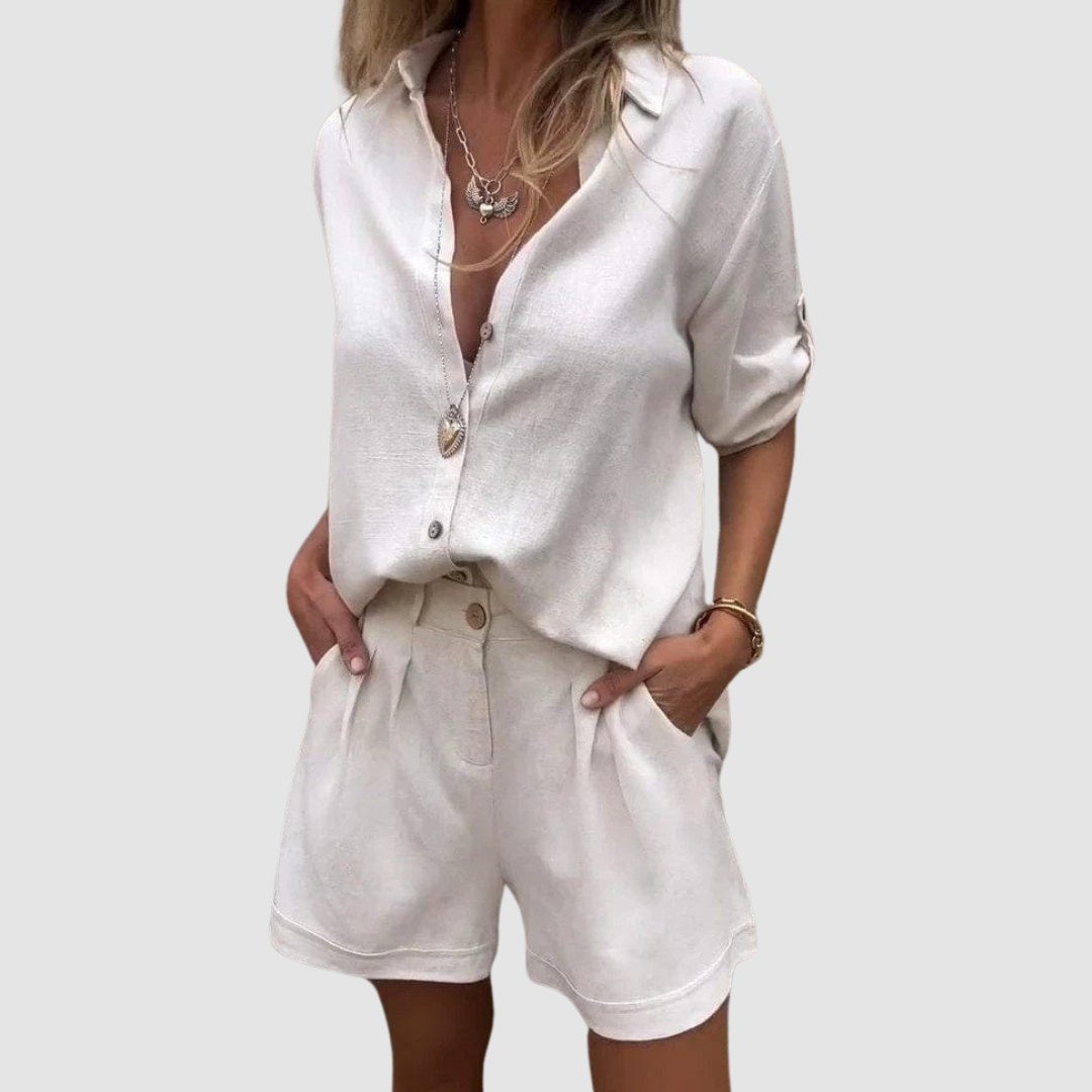 Alba | Women's Lightweight Two-Piece Set, Relaxed Trousers and Top Summer Outfit