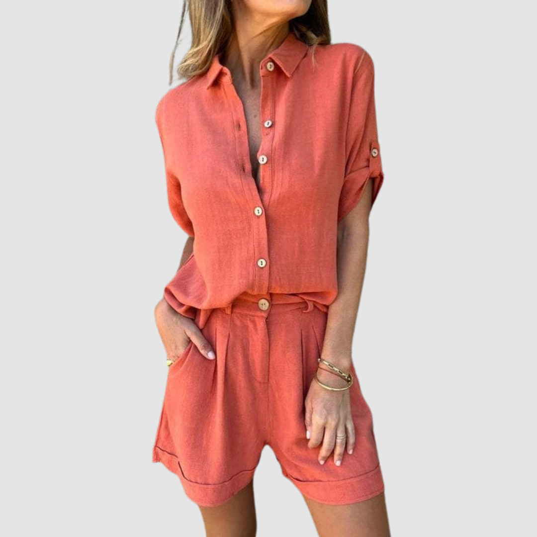 Alba | Women's Lightweight Two-Piece Set, Relaxed Trousers and Top Summer Outfit