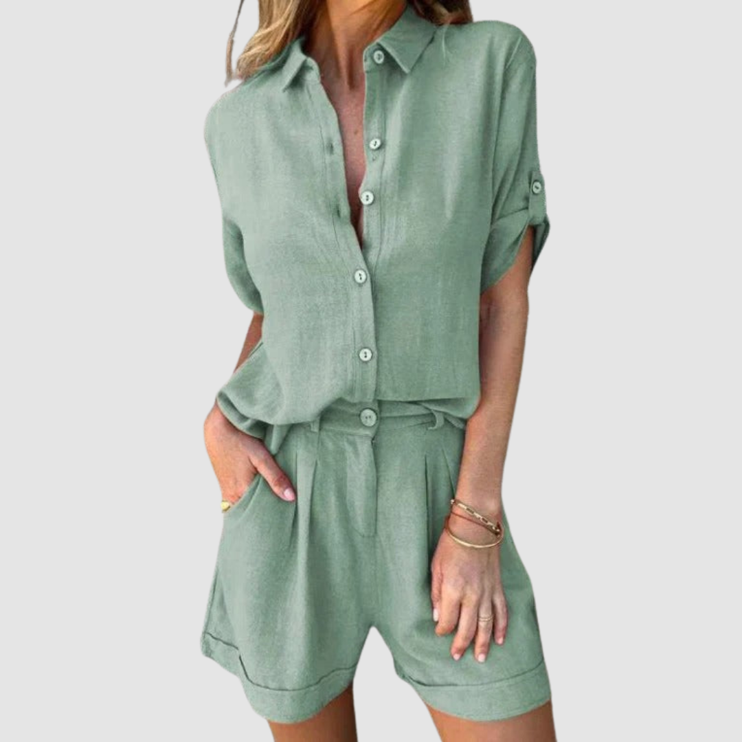 Alba | Women's Lightweight Two-Piece Set, Relaxed Trousers and Top Summer Outfit