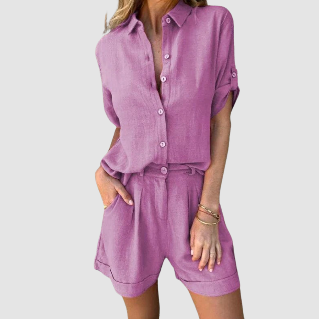 Alba | Women's Lightweight Two-Piece Set, Relaxed Trousers and Top Summer Outfit