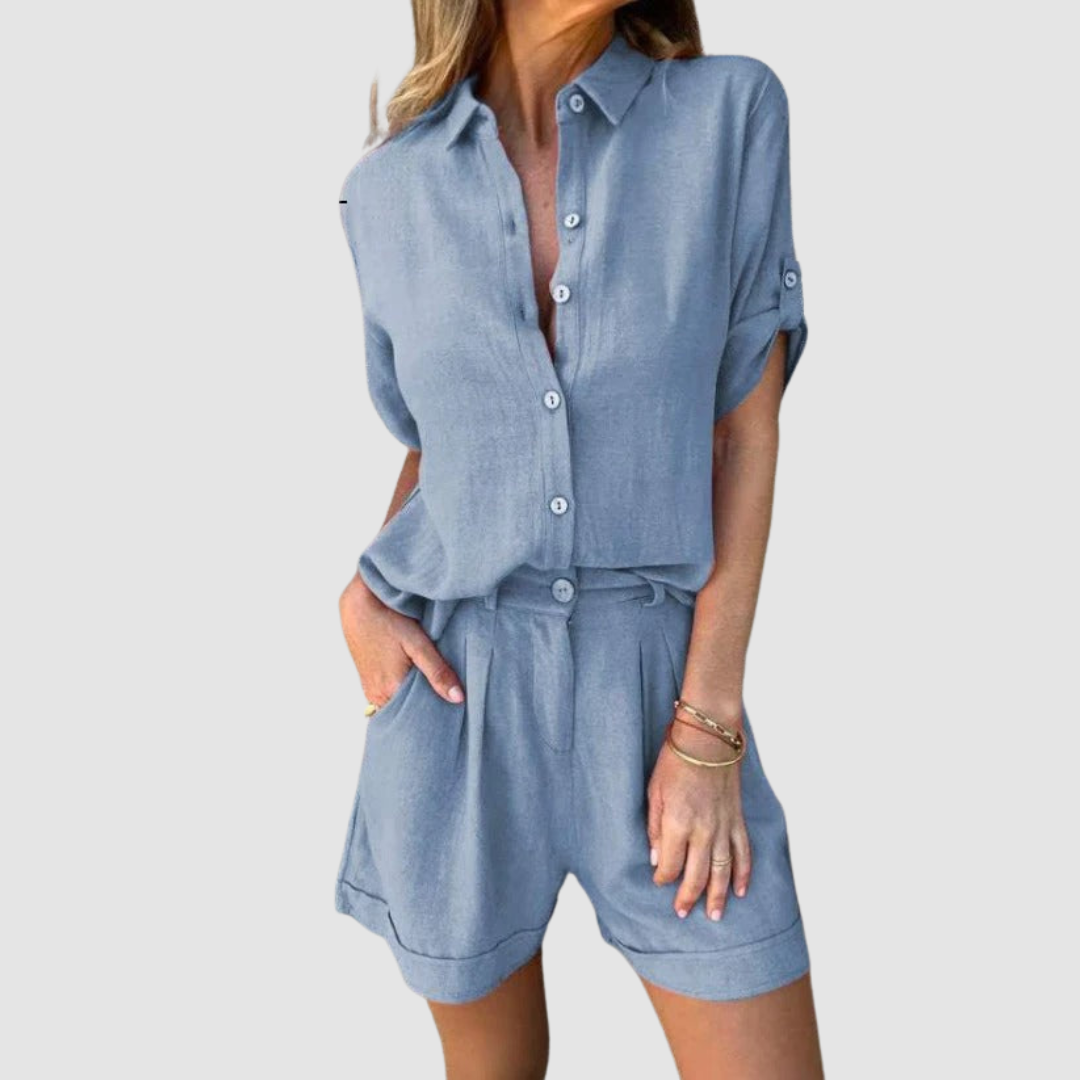 Alba | Women's Lightweight Two-Piece Set, Relaxed Trousers and Top Summer Outfit