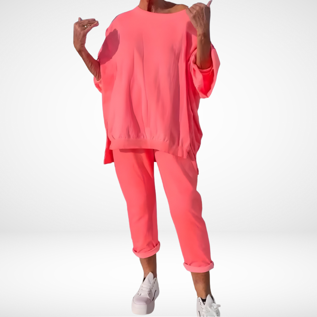 Verlie | Women's Loose Fit Two-Piece Loungewear Set, Soft Relaxed Home Outfit