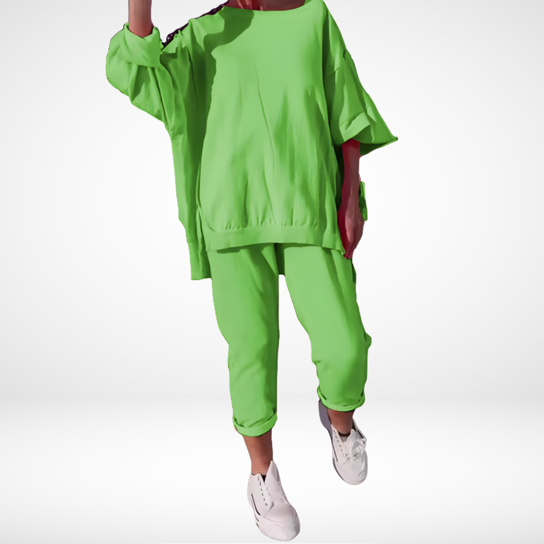 Verlie | Women's Loose Fit Two-Piece Loungewear Set, Soft Relaxed Home Outfit