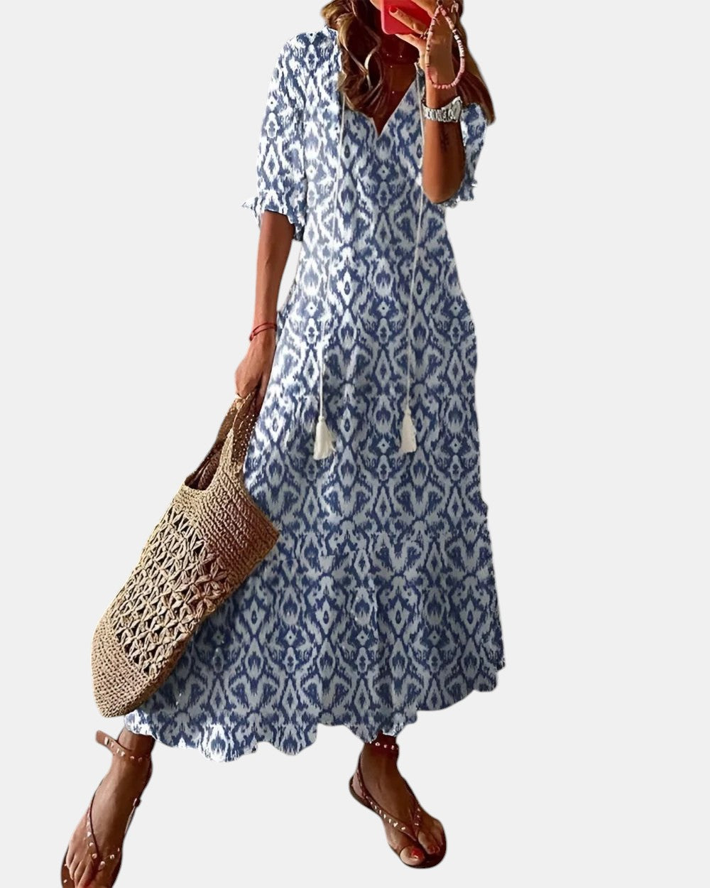 Celina | Women's Boho Flowy Dress, Relaxed Fit Tummy Coverage Summer Dress