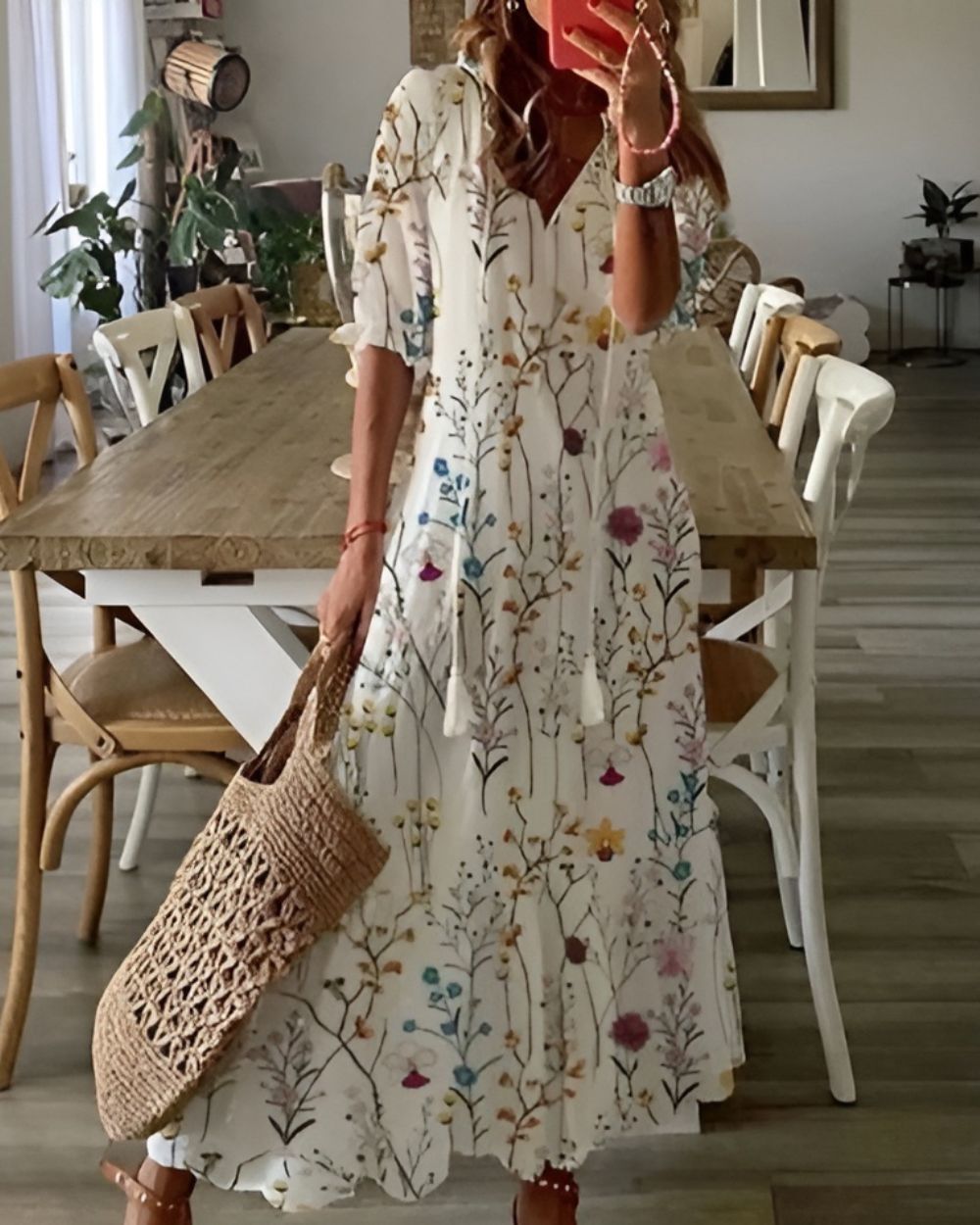 Celina | Women's Boho Flowy Dress, Relaxed Fit Tummy Coverage Summer Dress