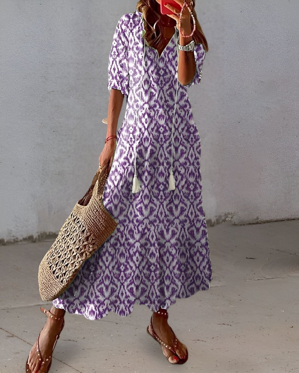 Celina | Women's Boho Flowy Dress, Relaxed Fit Tummy Coverage Summer Dress