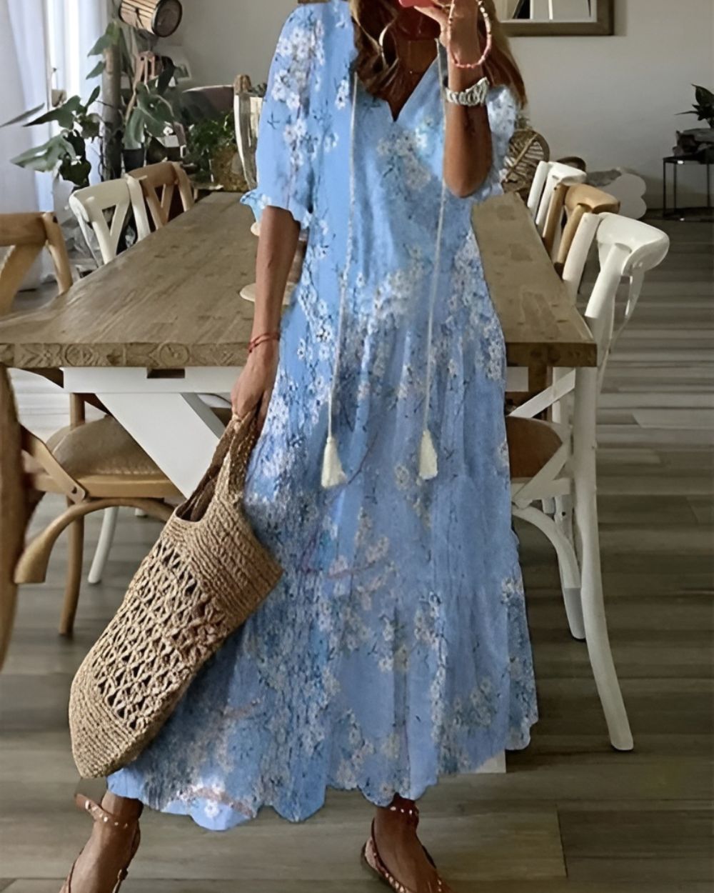 Celina | Women's Boho Flowy Dress, Relaxed Fit Tummy Coverage Summer Dress