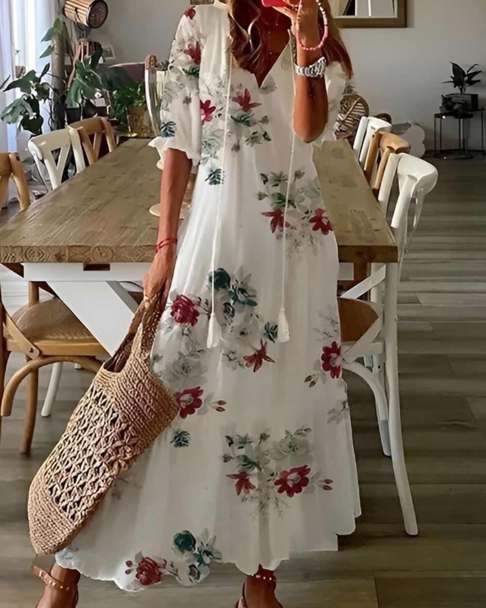 Celina | Women's Boho Flowy Dress, Relaxed Fit Tummy Coverage Summer Dress