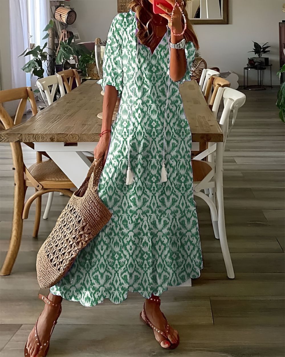 Celina | Women's Boho Flowy Dress, Relaxed Fit Tummy Coverage Summer Dress