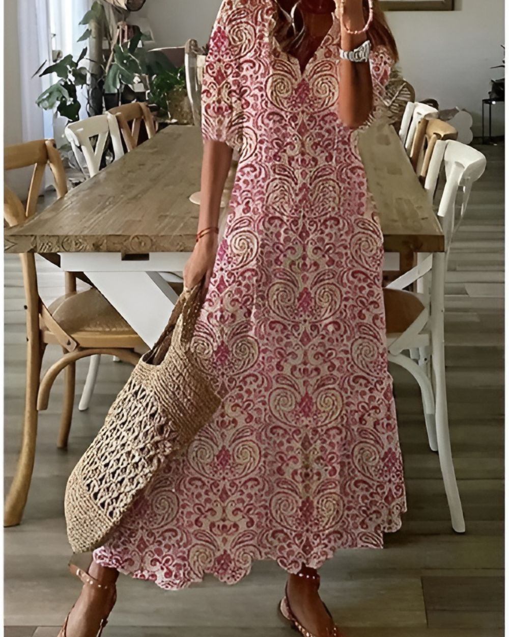 Celina | Women's Boho Flowy Dress, Relaxed Fit Tummy Coverage Summer Dress