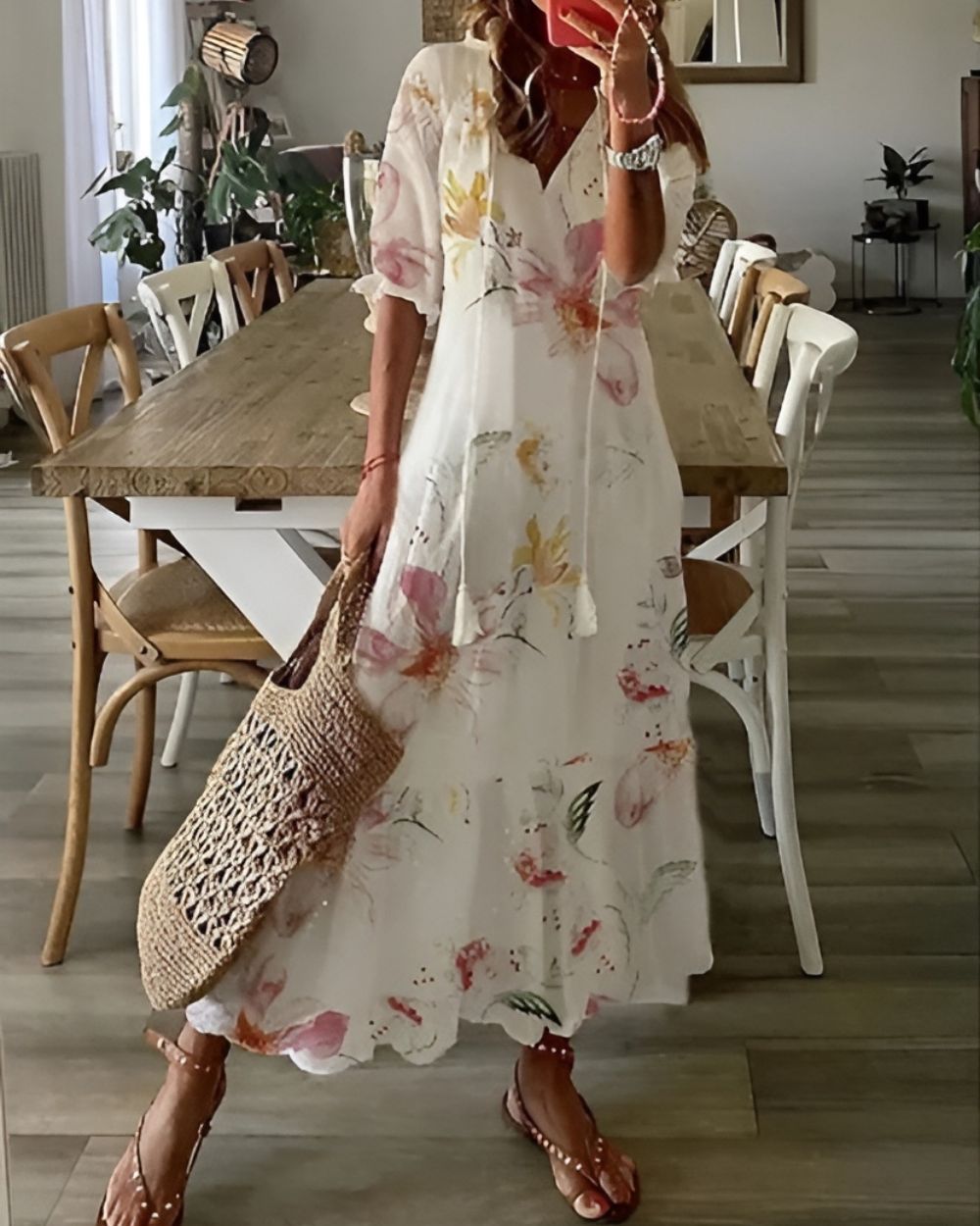 Celina | Women's Boho Flowy Dress, Relaxed Fit Tummy Coverage Summer Dress