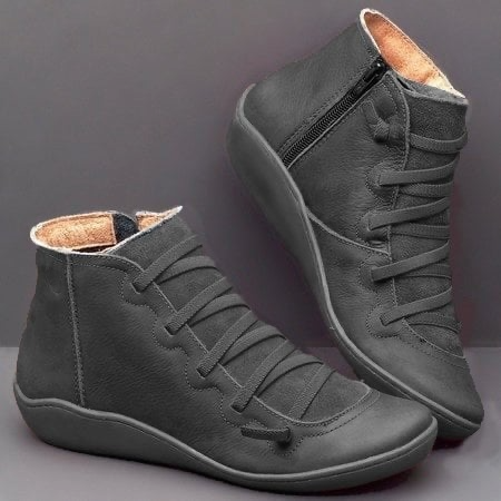 Women's Vegan Leather Wedge Comfort Shoes, Arch Support Slip-On Shoes for All-Day Wear