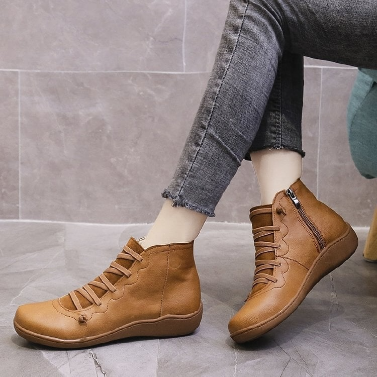 Women's Vegan Leather Wedge Comfort Shoes, Arch Support Slip-On Shoes for All-Day Wear