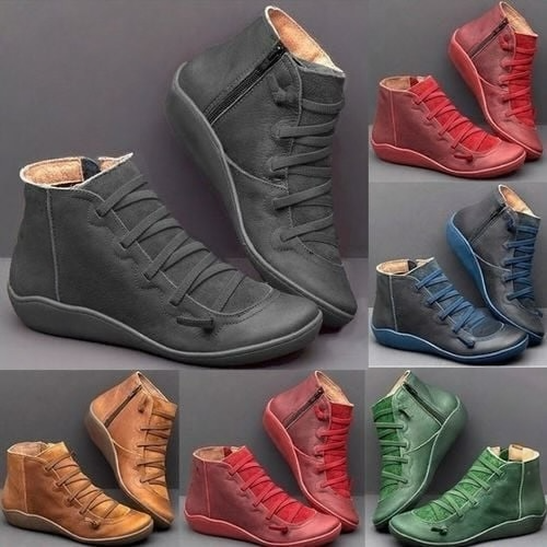 Women's Vegan Leather Wedge Comfort Shoes, Arch Support Slip-On Shoes for All-Day Wear