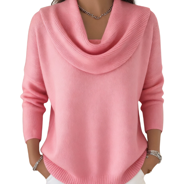Vionne | Women's Waterfall Neck Wool Blend Sweater, Soft Knit Casual Sweater