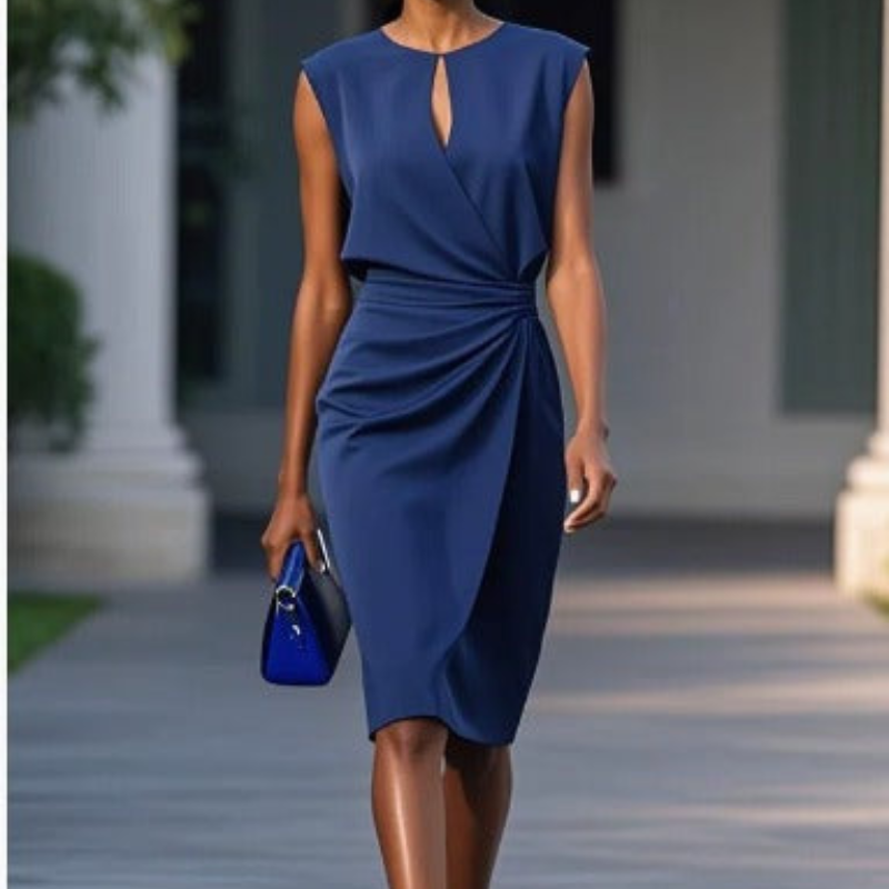 Mae | Women's Sleeveless Knee-Length Dress, Keyhole Neck Occasion Dress