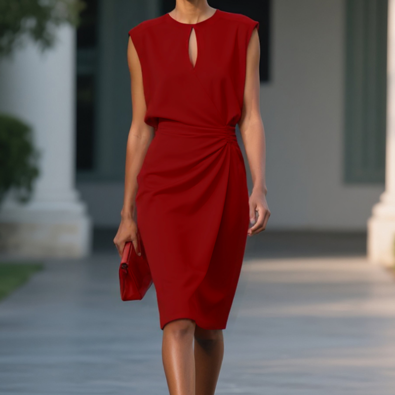 Mae | Women's Sleeveless Knee-Length Dress, Keyhole Neck Occasion Dress
