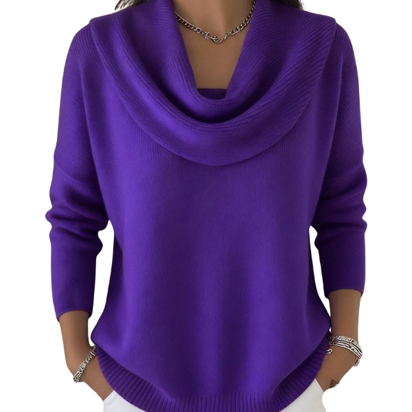 Vionne | Women's Waterfall Neck Wool Blend Sweater, Soft Knit Casual Sweater