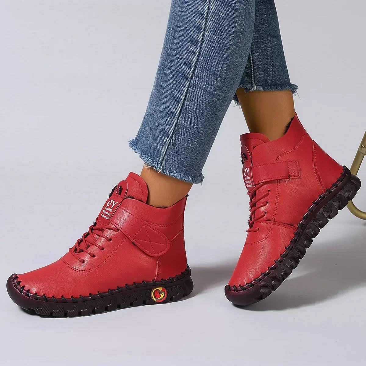 Vexia | Women's Fleece-Lined Winter Boots, Round Toe Soft Sole Boots for Casual Wear