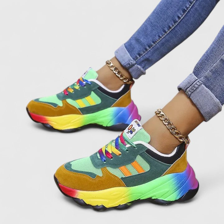 CHRYSTANE | Women's Lace-Up Comfort Shoes, Cushioned Patterned Casual Walking Shoes