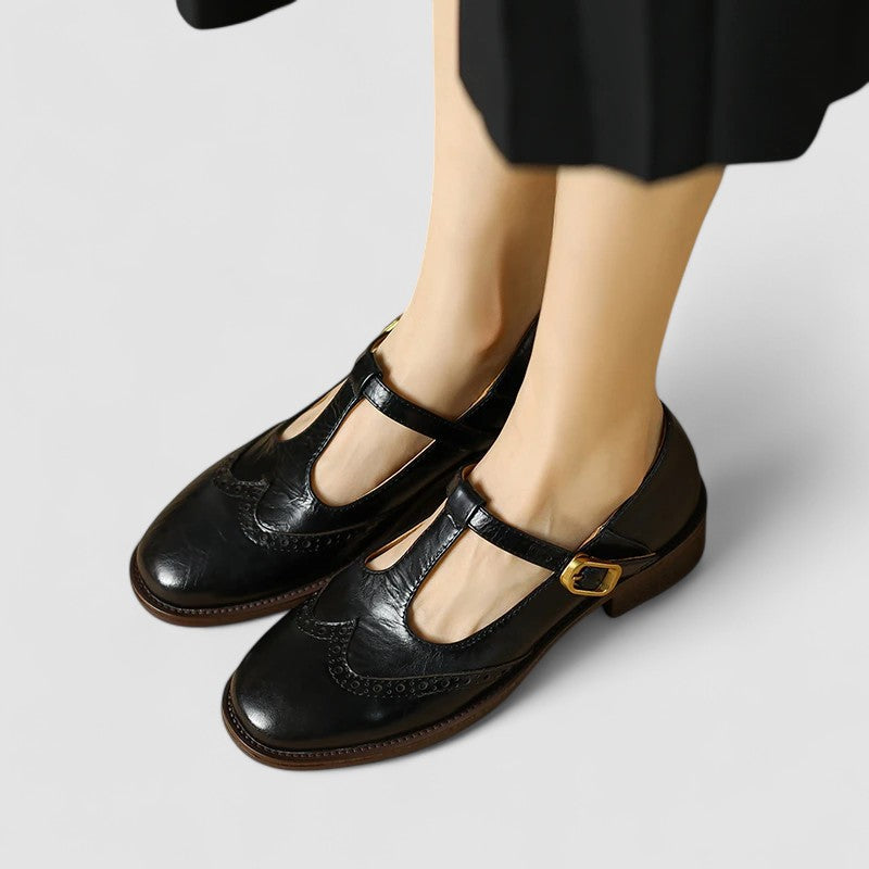 Olyssiah | Women's T-Bar Mary Jane Shoes, Low Block Heel Cushioned Comfort Shoes