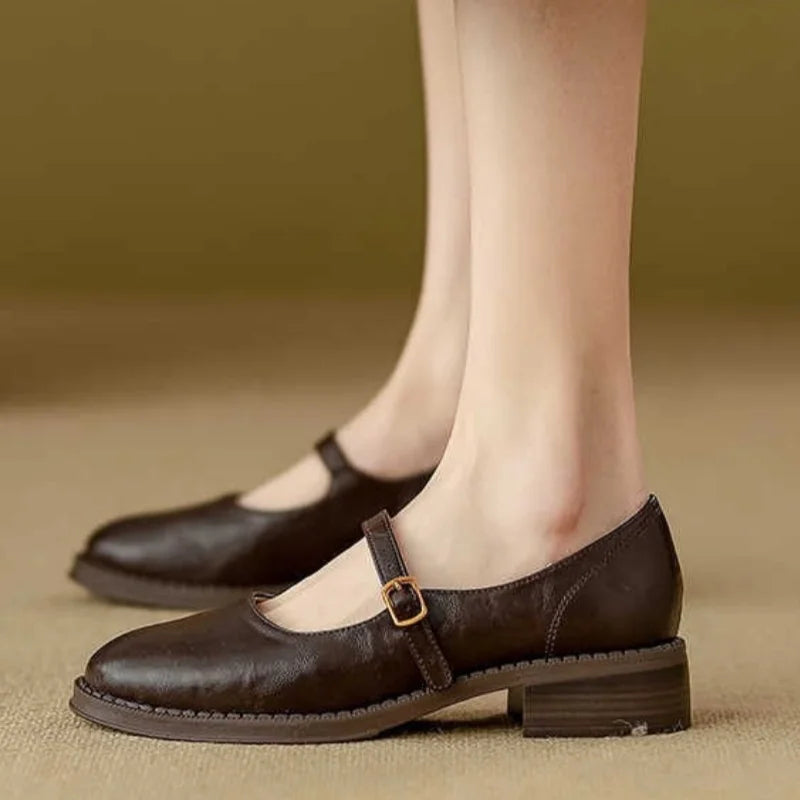 Belle | Women's Timeless Mary Jane Shoes, Low Block Heel Cushioned Comfort Shoes