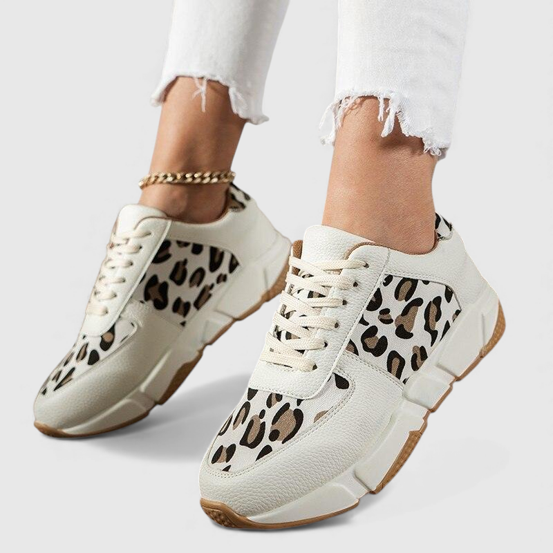 PRAVIRA | Women's Leopard Print Comfort Shoes, Cushioned Arch Support Walking Shoes