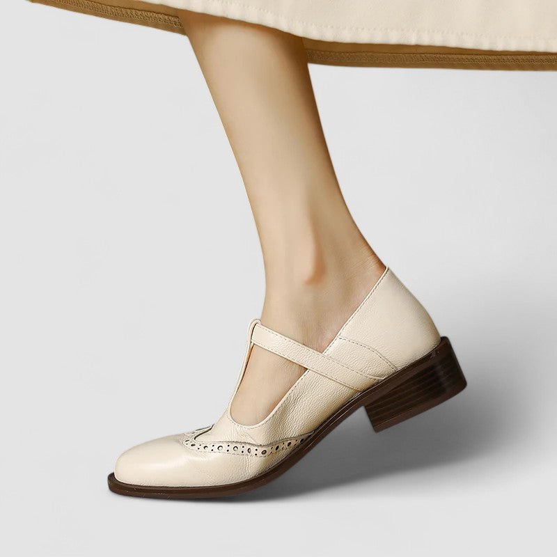 Olyssiah | Women's T-Bar Mary Jane Shoes, Low Block Heel Cushioned Comfort Shoes