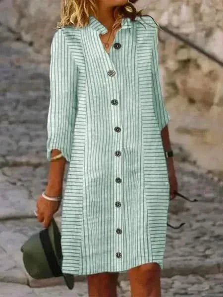 Doris | Women's Relaxed Striped Shirt Dress, Lightweight Summer Day Dress