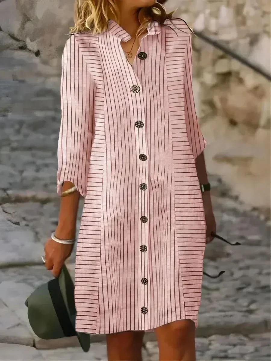 Doris | Women's Relaxed Striped Shirt Dress, Lightweight Summer Day Dress
