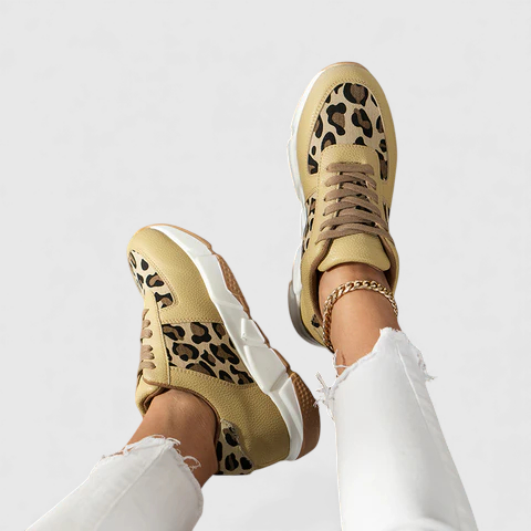 PRAVIRA | Women's Leopard Print Comfort Shoes, Cushioned Arch Support Walking Shoes