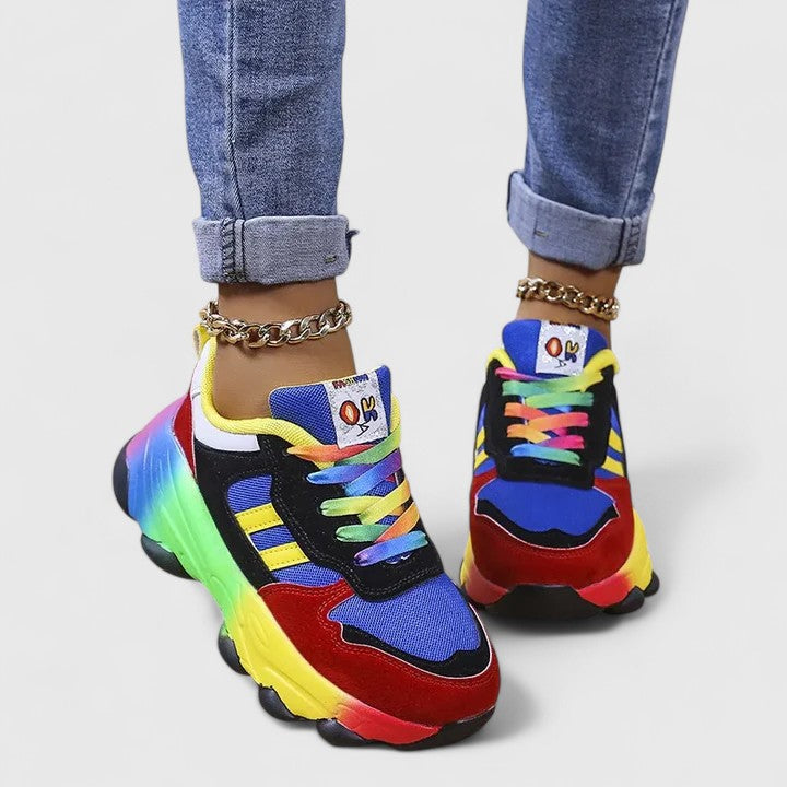 CHRYSTANE | Women's Lace-Up Comfort Shoes, Cushioned Patterned Casual Walking Shoes