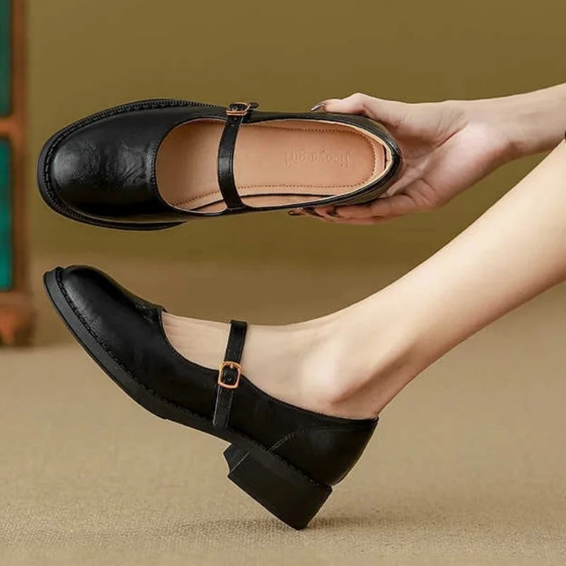 Belle | Women's Timeless Mary Jane Shoes, Low Block Heel Cushioned Comfort Shoes