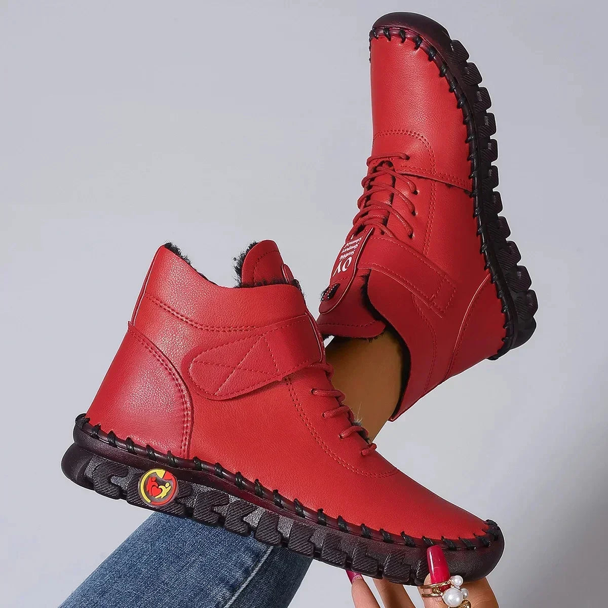 Vexia | Women's Fleece-Lined Winter Boots, Round Toe Soft Sole Boots for Casual Wear