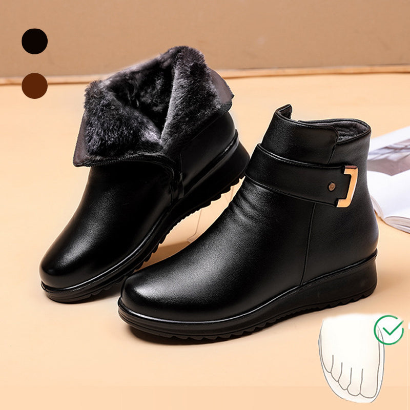Lucy | Women's Wide-Fit Vegan Leather Boots, Non-Slip Zip-Up Comfort Boots