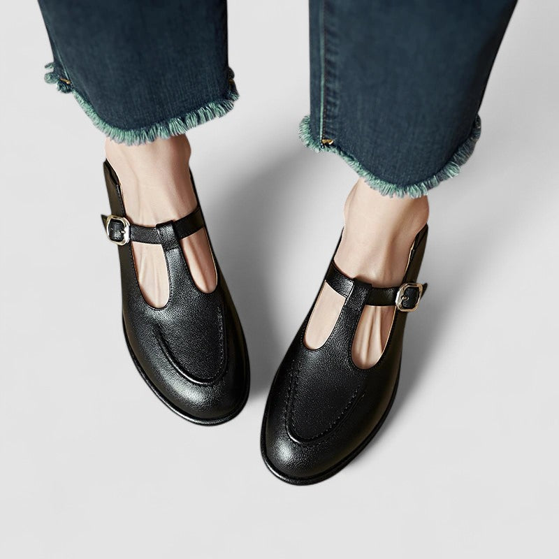 Ariyzzah | Women's Low Block Heel Mary Jane Shoes, Cushioned Strap Comfort Shoes
