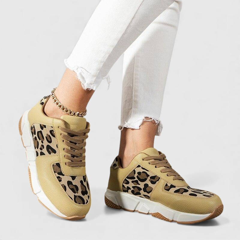 PRAVIRA | Women's Leopard Print Comfort Shoes, Cushioned Arch Support Walking Shoes