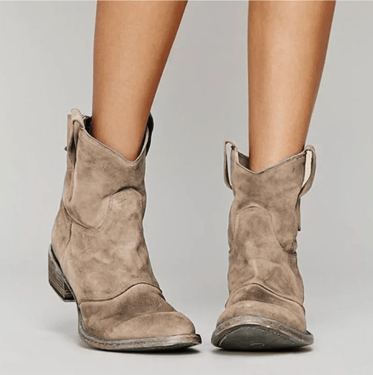 Roselle | Women's Suede Western Boots, Low Heel Cowboy Boots for Jeans and Dresses