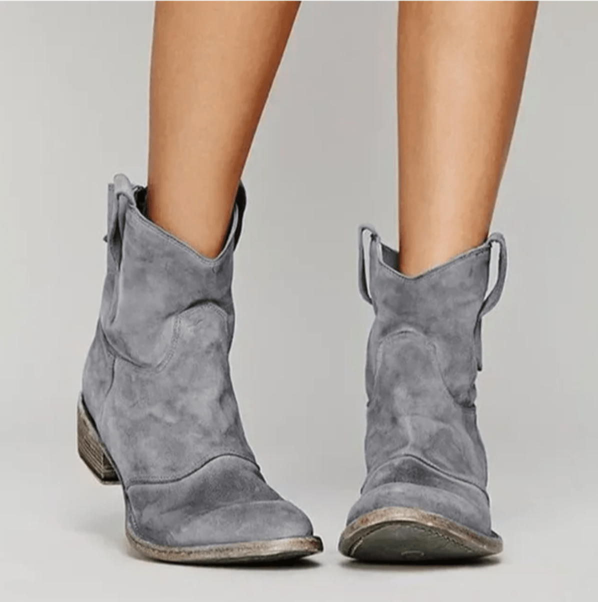 Roselle | Women's Suede Western Boots, Low Heel Cowboy Boots for Jeans and Dresses