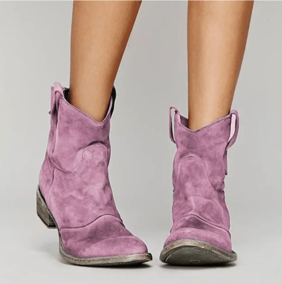 Roselle | Women's Suede Western Boots, Low Heel Cowboy Boots for Jeans and Dresses