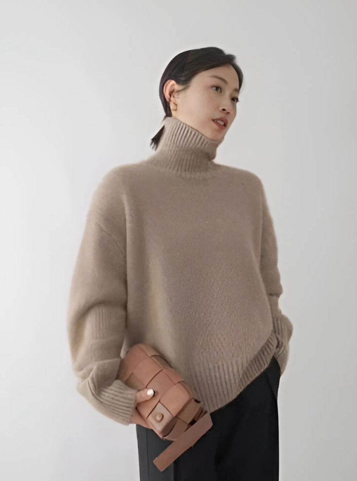 Elia | Women's Soft Knit Turtleneck Sweater, Relaxed Fit Lightweight Warm Pullover