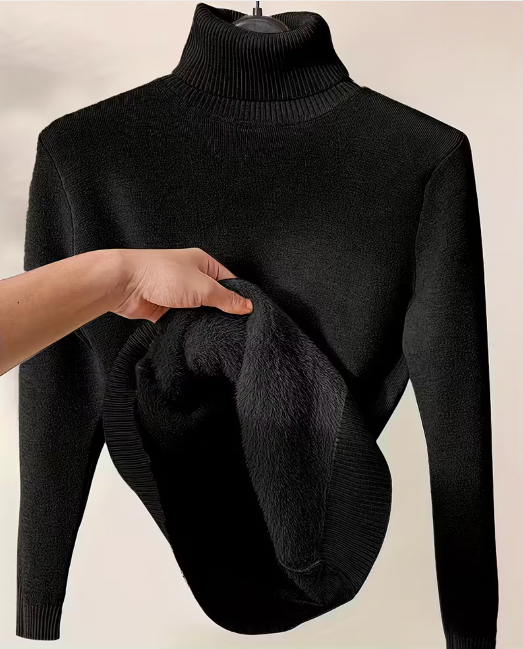 Anna | Women's Lined Turtleneck Sweater, Warm Stretch Knit Winter Pullover
