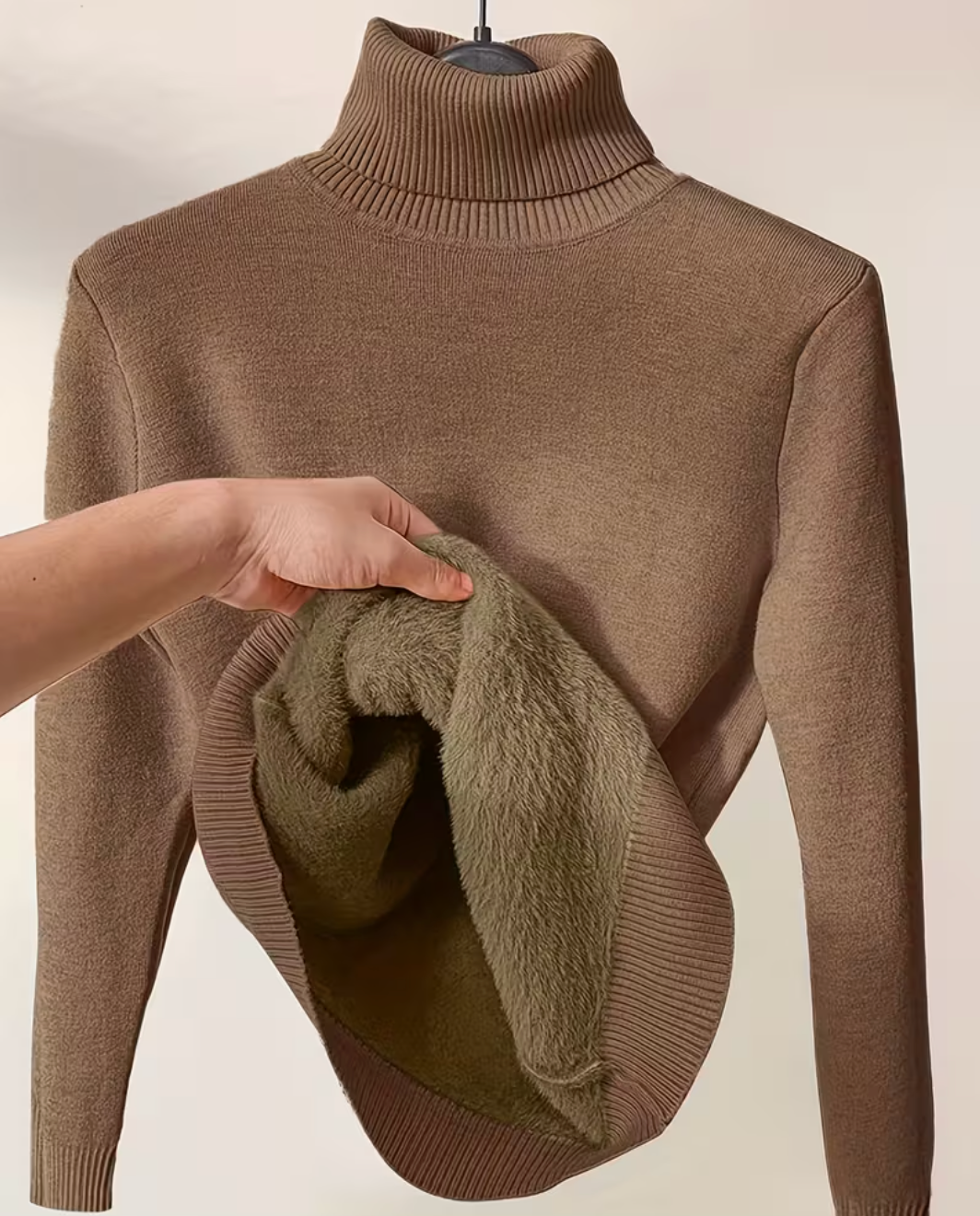 Anna | Women's Lined Turtleneck Sweater, Warm Stretch Knit Winter Pullover