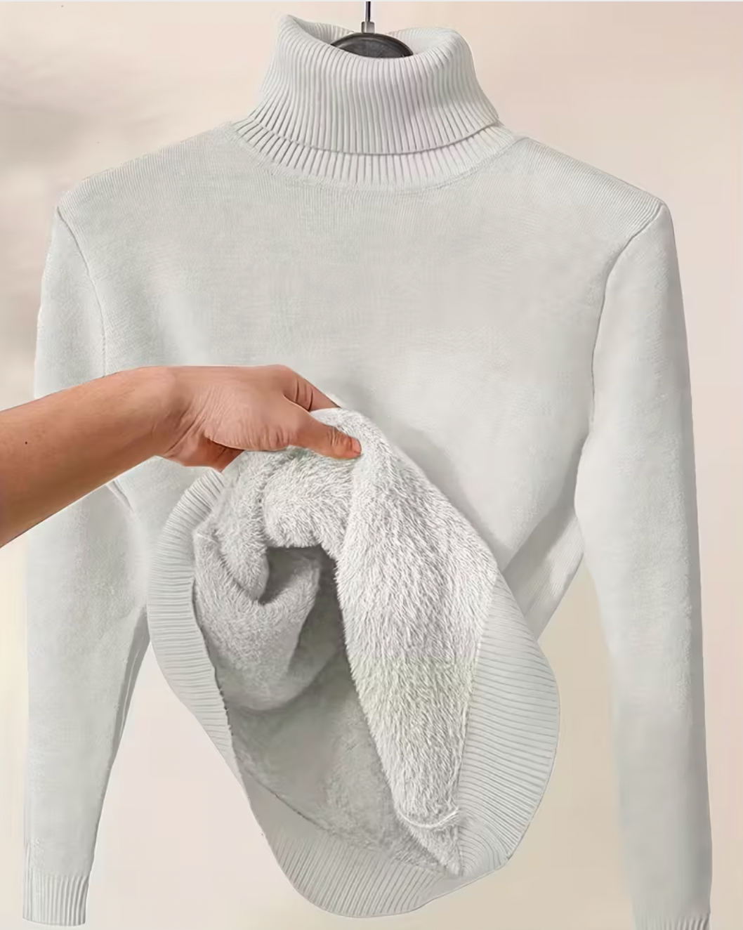 Anna | Women's Lined Turtleneck Sweater, Warm Stretch Knit Winter Pullover