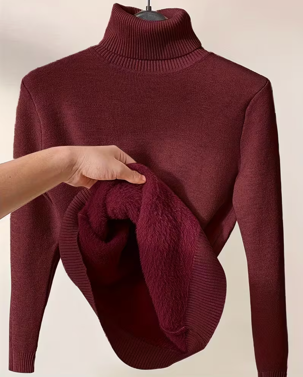 Anna | Women's Lined Turtleneck Sweater, Warm Stretch Knit Winter Pullover