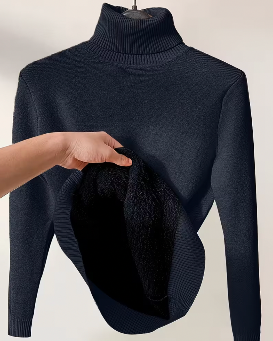 Anna | Women's Lined Turtleneck Sweater, Warm Stretch Knit Winter Pullover