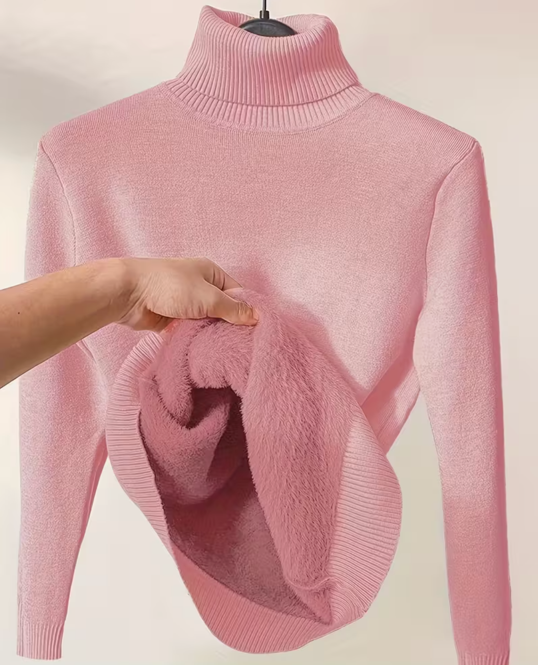 Anna | Women's Lined Turtleneck Sweater, Warm Stretch Knit Winter Pullover