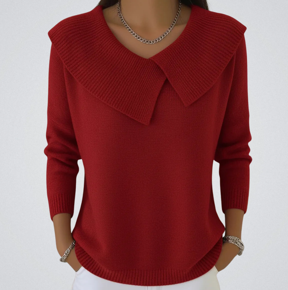 Serelinne | Women's Ribbed Knit Sweater, Collared Warm Lightweight Pullover